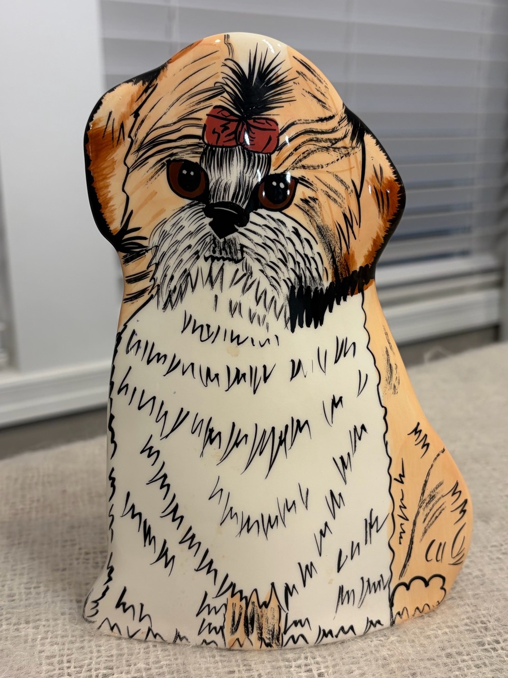 Dogs By Nina signed Nina Lyman Shih Tzu Dog Art ceramic vase